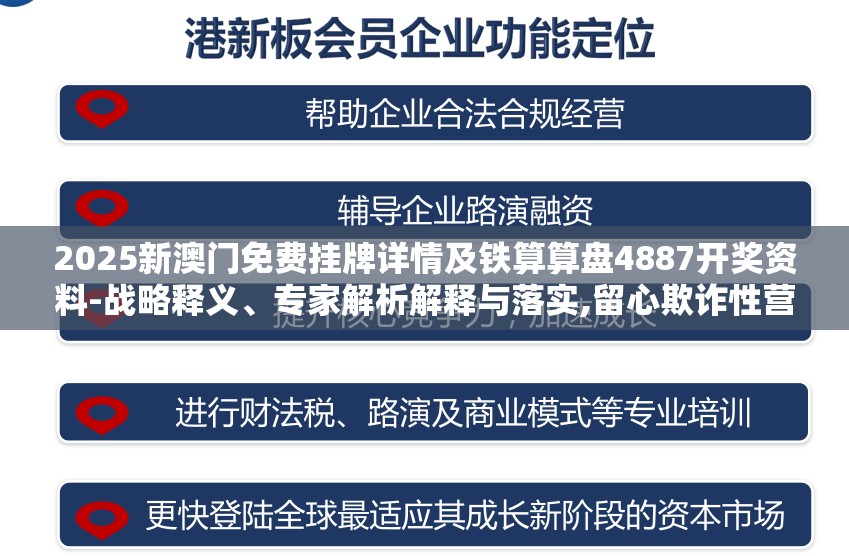 2025新澳门免费挂牌详情及铁算算盘4887开奖资料-战略释义、专家解析解释与落实,留心欺诈性营销